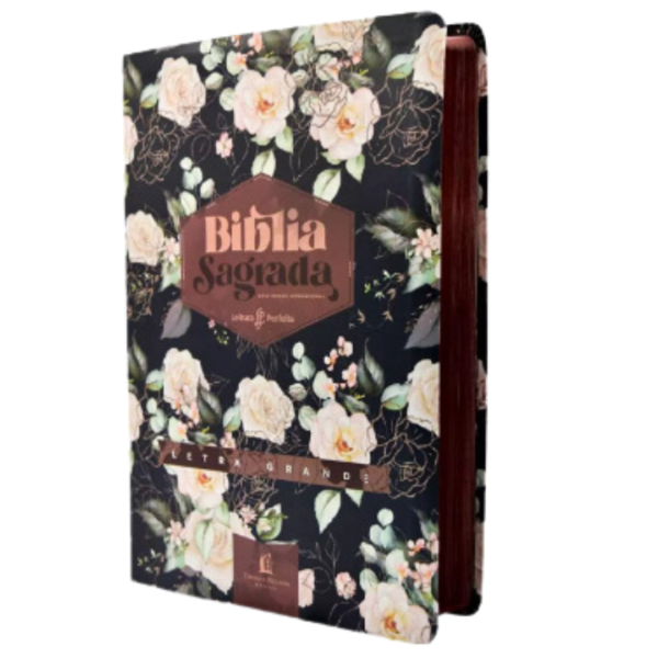 Biblia NVI Couro Soft Rosas Com Espaço Para Anotações Letra Grande