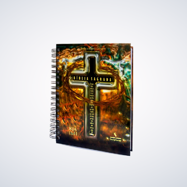 Bíblia Sagrada KJA 1611 - Espiral | Cruz de Metal