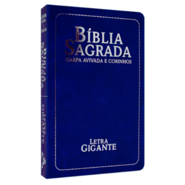 Bíblia Sagrada RC Letra Gigante Com Harpa Semiflexível Azul