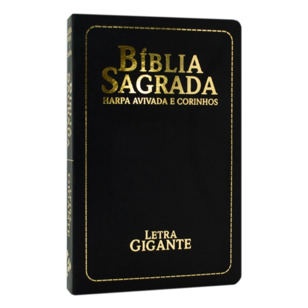 Bíblia Sagrada RC Letra Gigante Com Harpa Semiflexível Preta