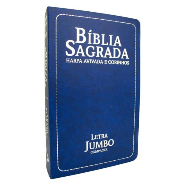 Bíblia RC Letra Jumbo Compacta Com Harpa Semiflexível Azul