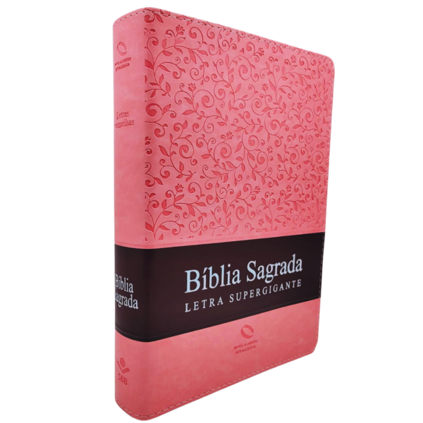 Biblia Letra Supergigante Rosa Luxo Naa com indice