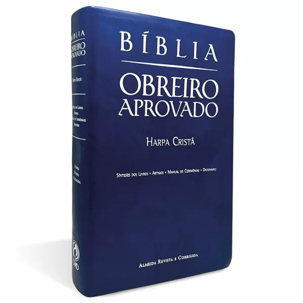 Bíblia Obreiro Aprovado Média Luxo Harpa Cristã Azul