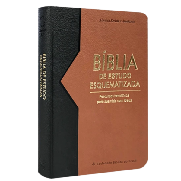 Bíblia de Estudo Esquematizada | ARA | Luxo Preto e Marrom