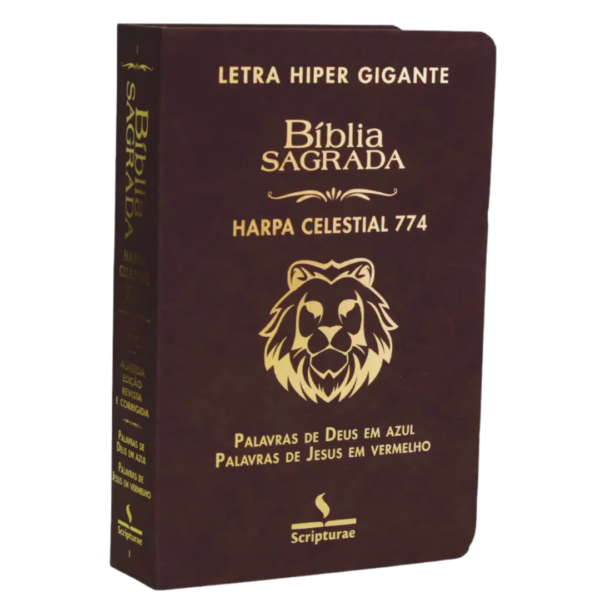 Bíblia Sagrada Harpa Celestial 774 | ERC | Letra Hipergigante|Leão Marrom