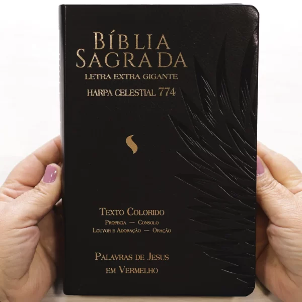Bíblia Sagrada Harpa Celestial 774 | ERC | Letra Extra Gigante | Capa Preta Águia - Imagem 2