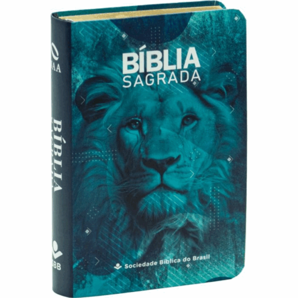 Bíblia Pequena de Bolso 13cm| NAA | Capa Semiflexível Leão Azul