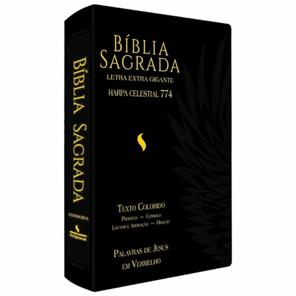 Bíblia Sagrada Harpa Celestial 774 | ERC | Letra Extra Gigante | Capa Preta Águia