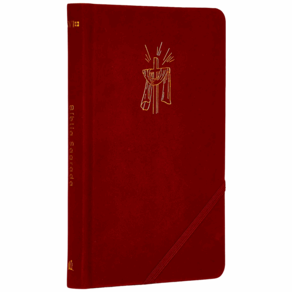 Bíblia Sagrada Slim | NVI | Luxo Tecido Cereja | Capa Dura | Com Elástico Transversal