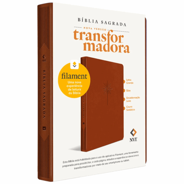 Bíblia Sagrada NVT Filament Slim - Letra Grande - Capa Luxo Marrom