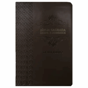Bíblia Sagrada | Letra Jumbo | ARC | Harpa Avivada e Corinhos | Capa PU Luxo Arabesco Marrom