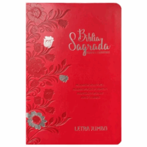 Bíblia Sagrada Letra Jumbo | ARC | Harpa Avivada e Corinhos | Capa PU Luxo Floral Vermelha